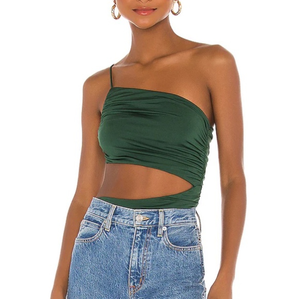Green One-Shoulder Women's bodysuit Superdown